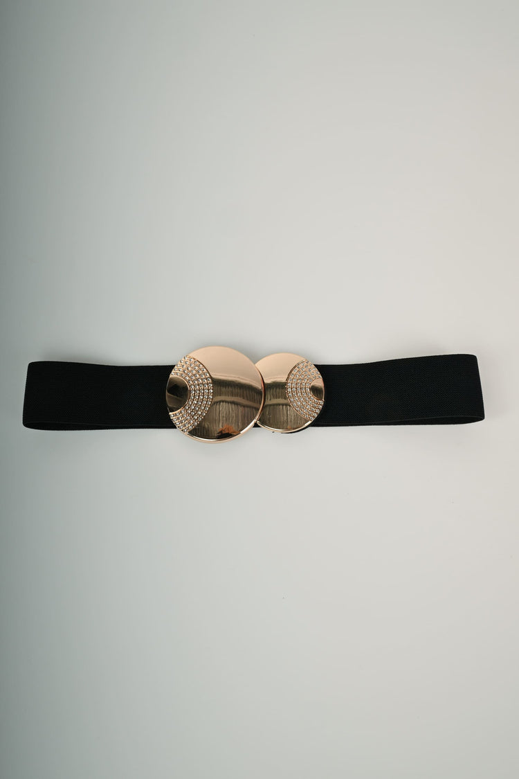 Double round buckle elastic belt