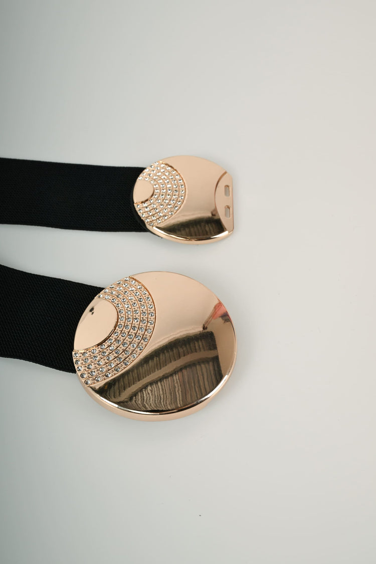 Double round buckle elastic belt