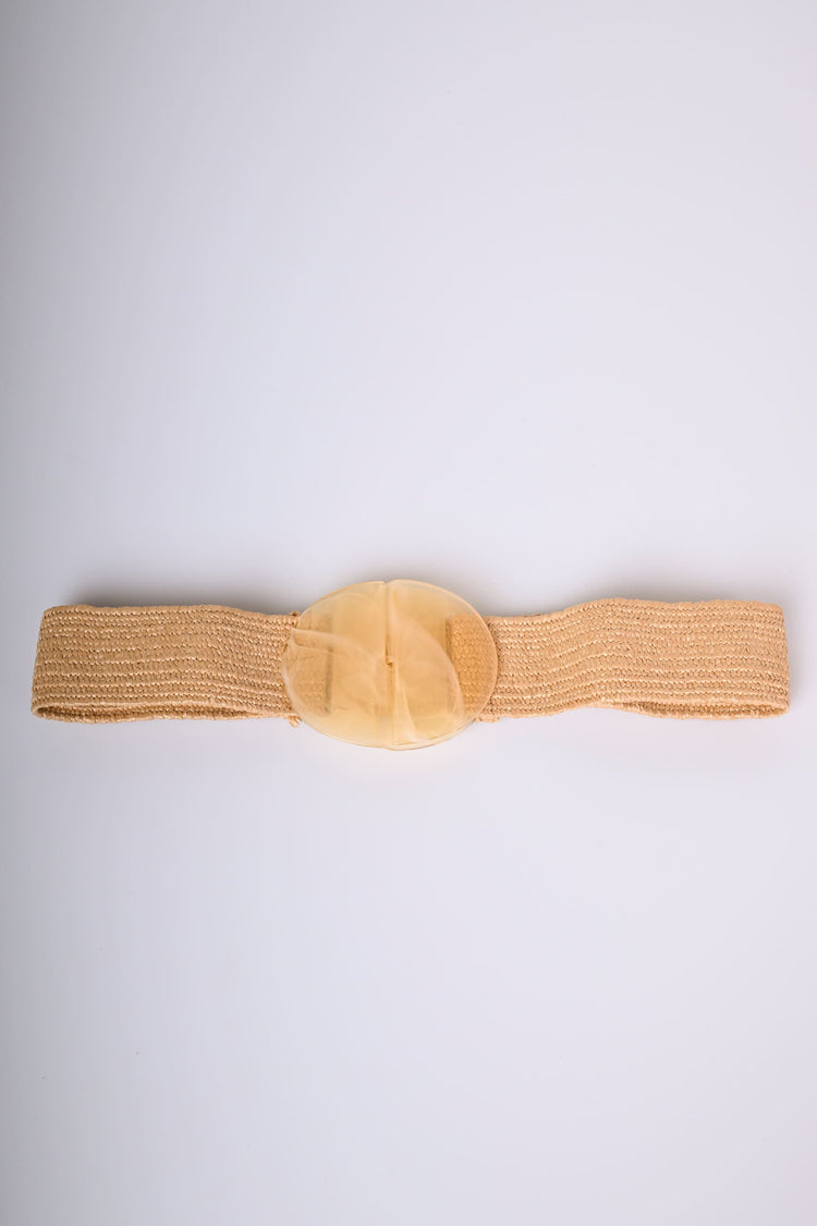 Oval buckle elastic belt