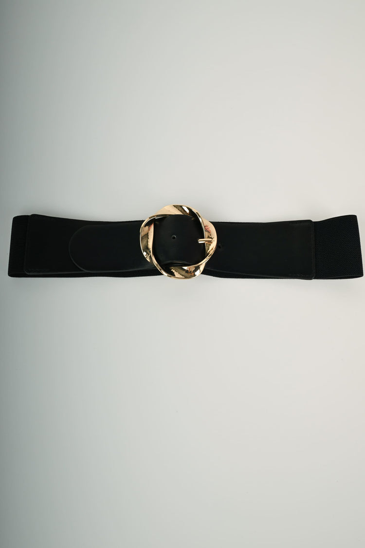 Rounded buckle elastic belt