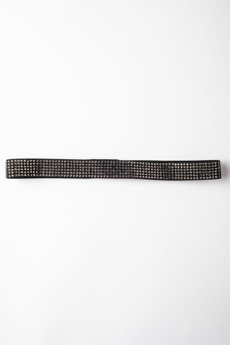 Rhinestoned elastic thin belt