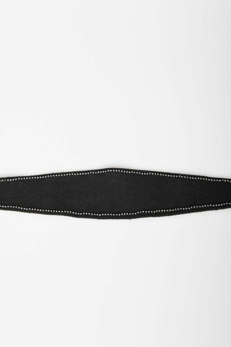 Rhinestoned faux suede belt