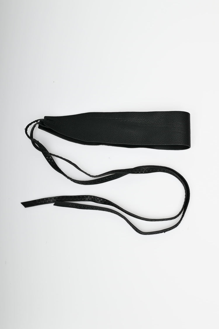 Faux leather sash belt