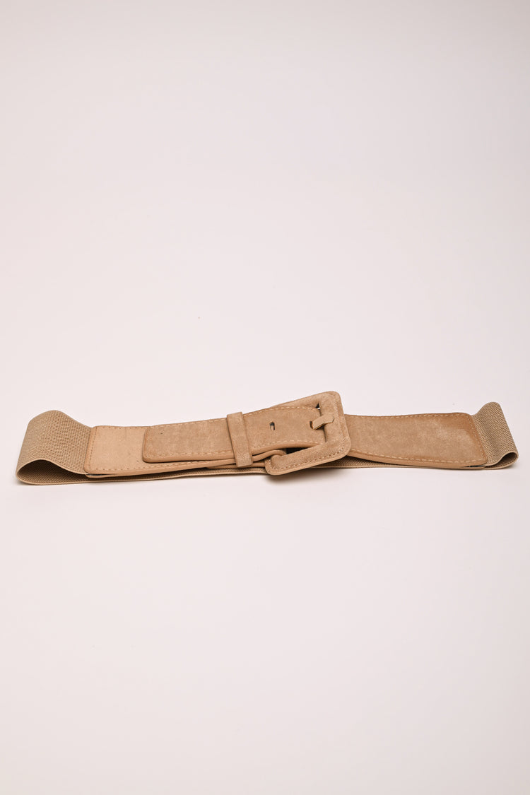 Faux suede elastic belt