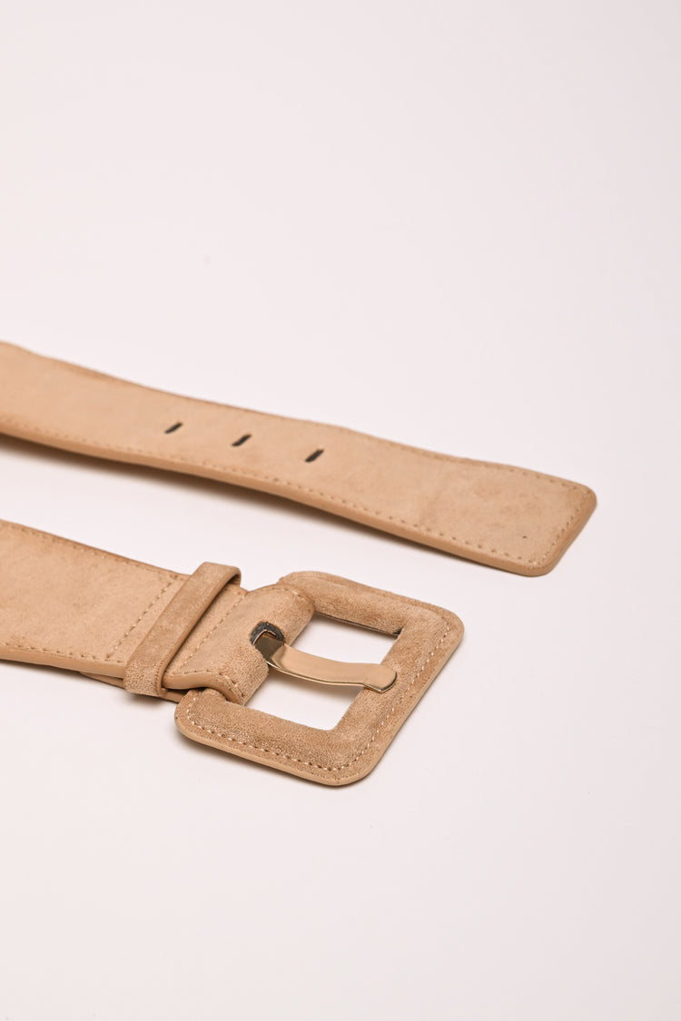 Faux suede elastic belt