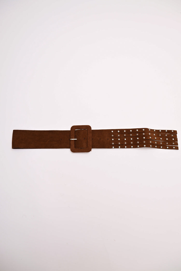 Fringe, star & stud belt