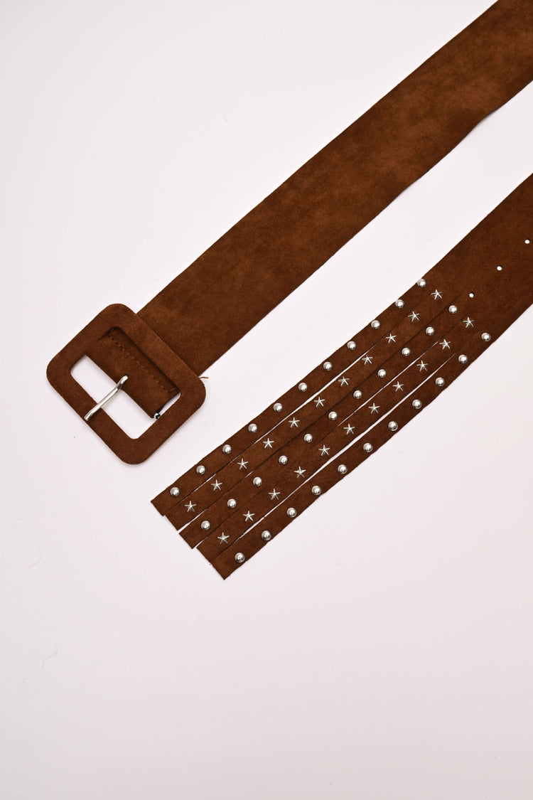 Fringe, star & stud belt