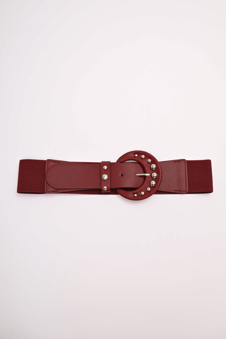 Stud round buckle elastic belt