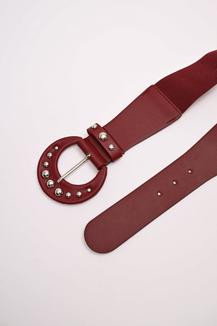 Stud round buckle elastic belt