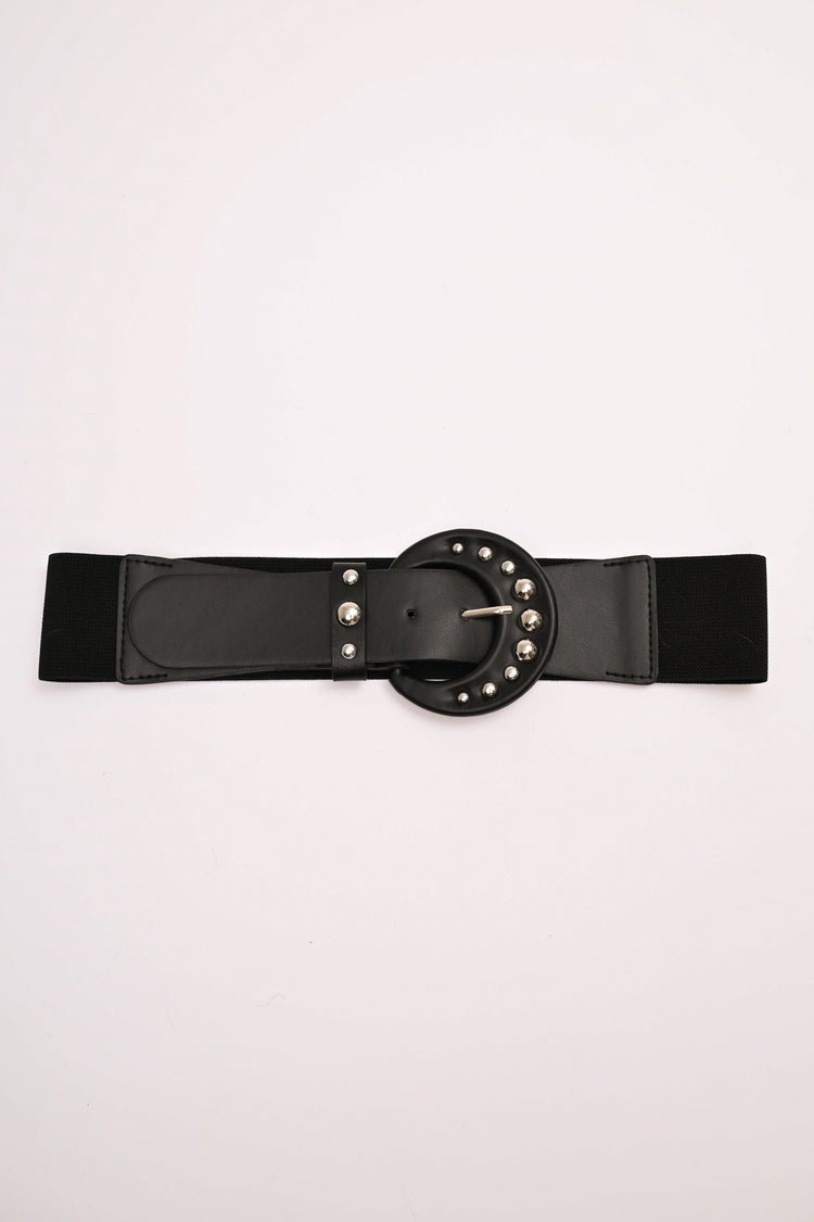 Stud round buckle elastic belt