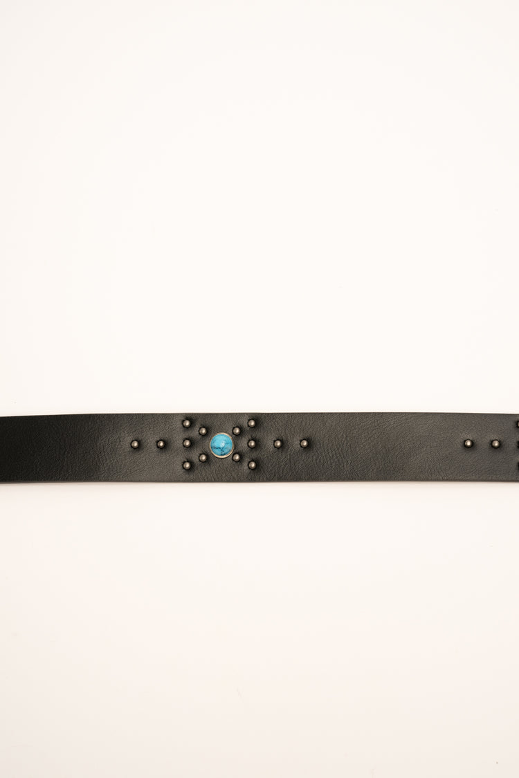 Buckle and stones black country-style belt