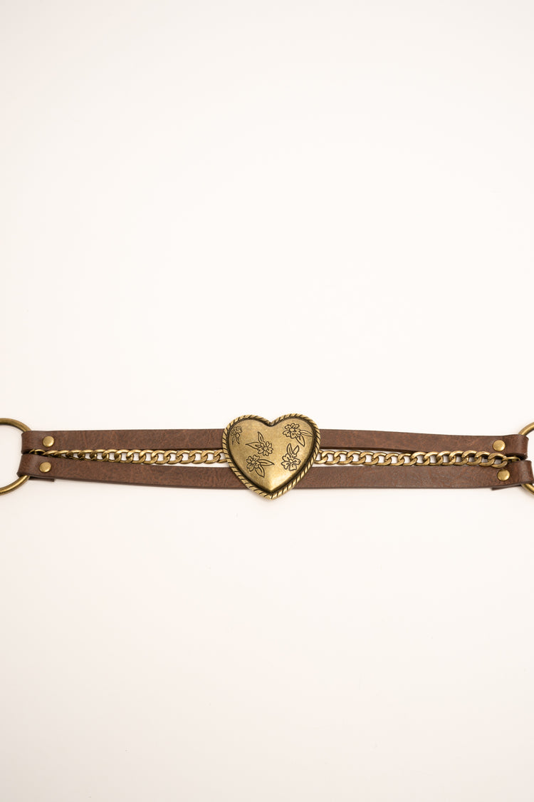 Brown heart motif belt