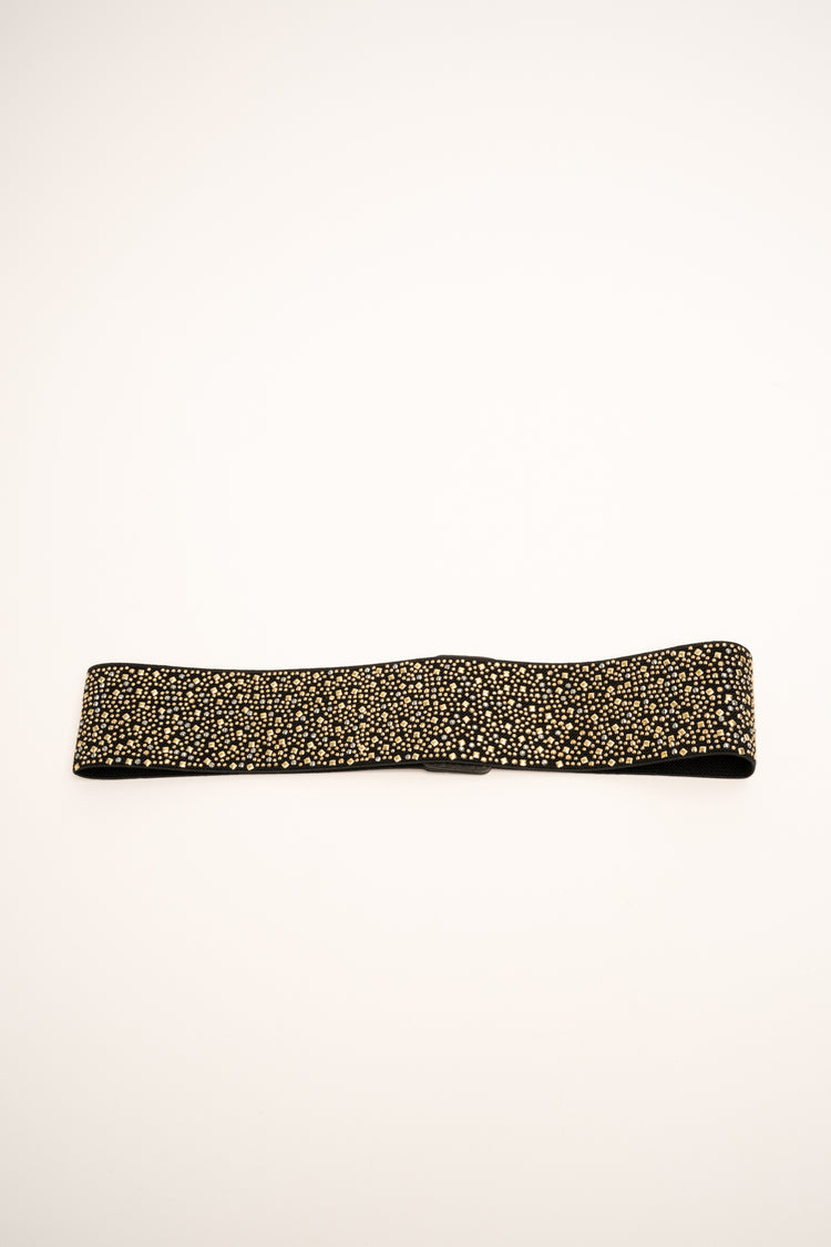 Cintura elastica nera con mini borchie