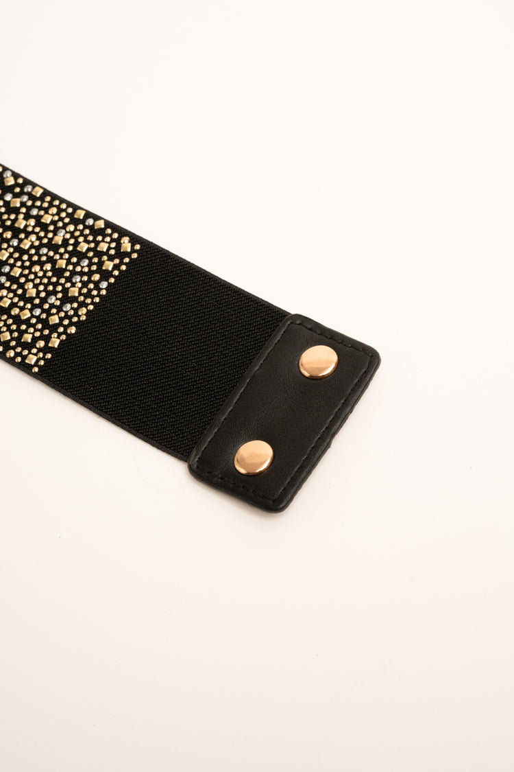 Cintura elastica nera con mini borchie