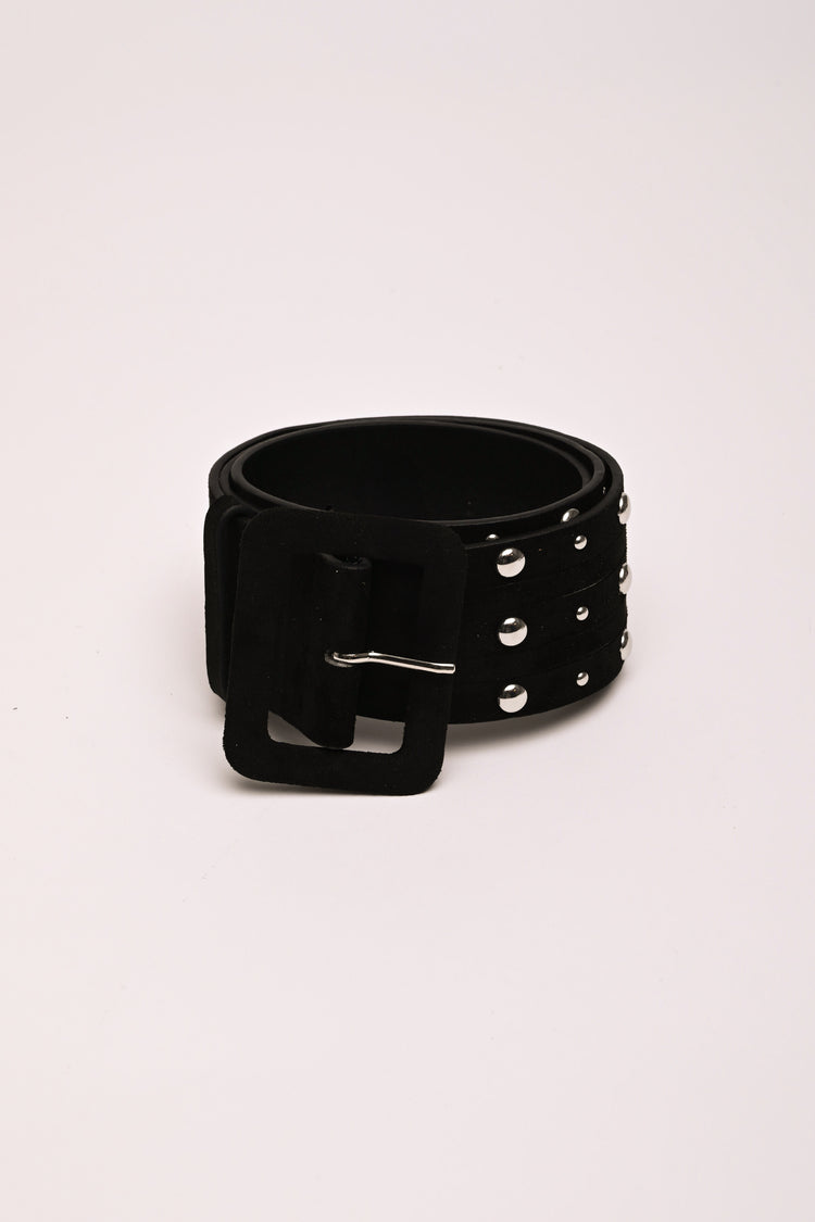 Stud faux suede belt