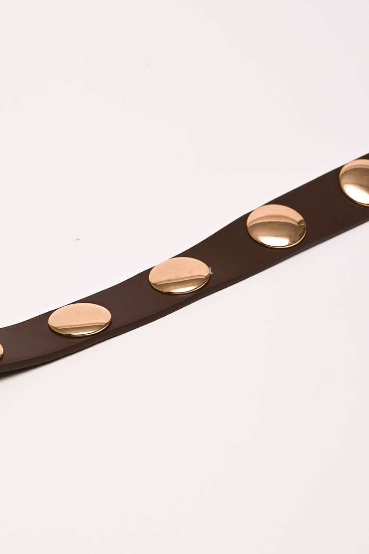 Large stud faux leather belt