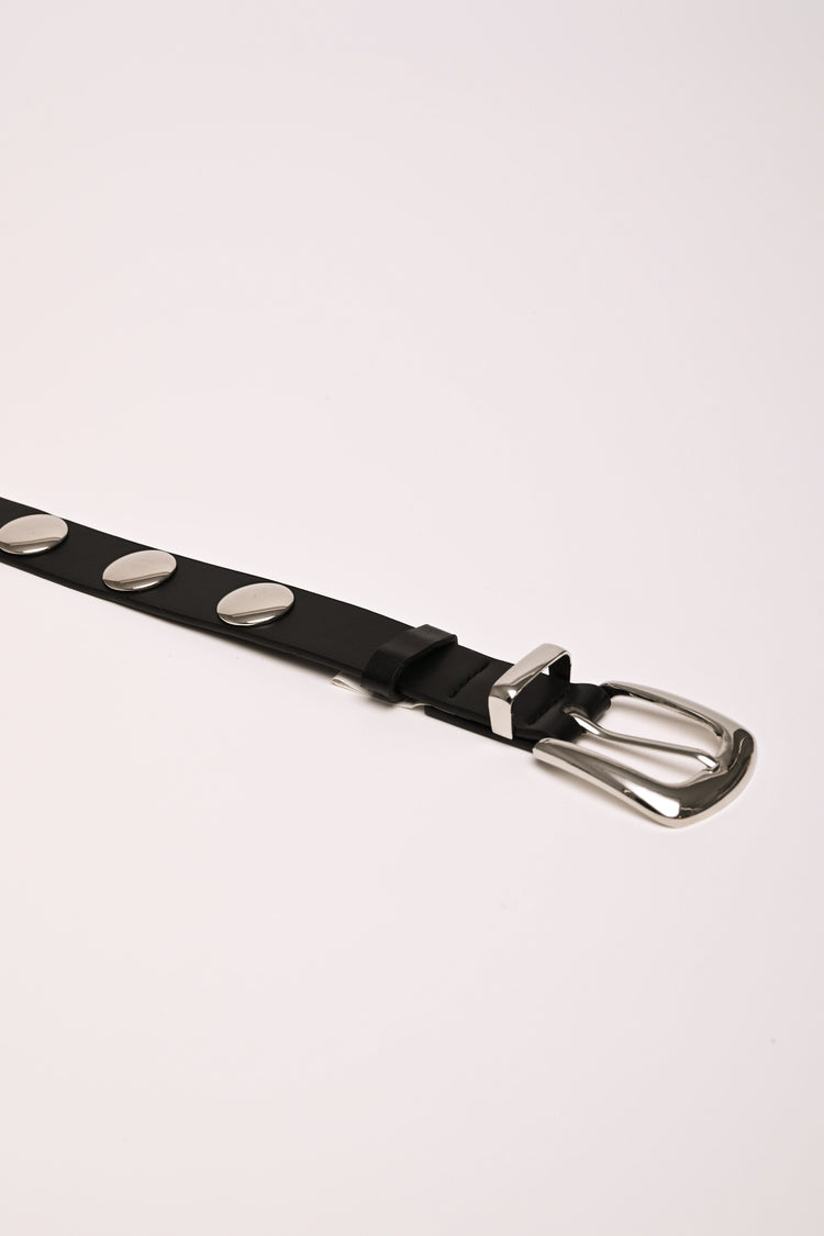 Large stud faux leather belt