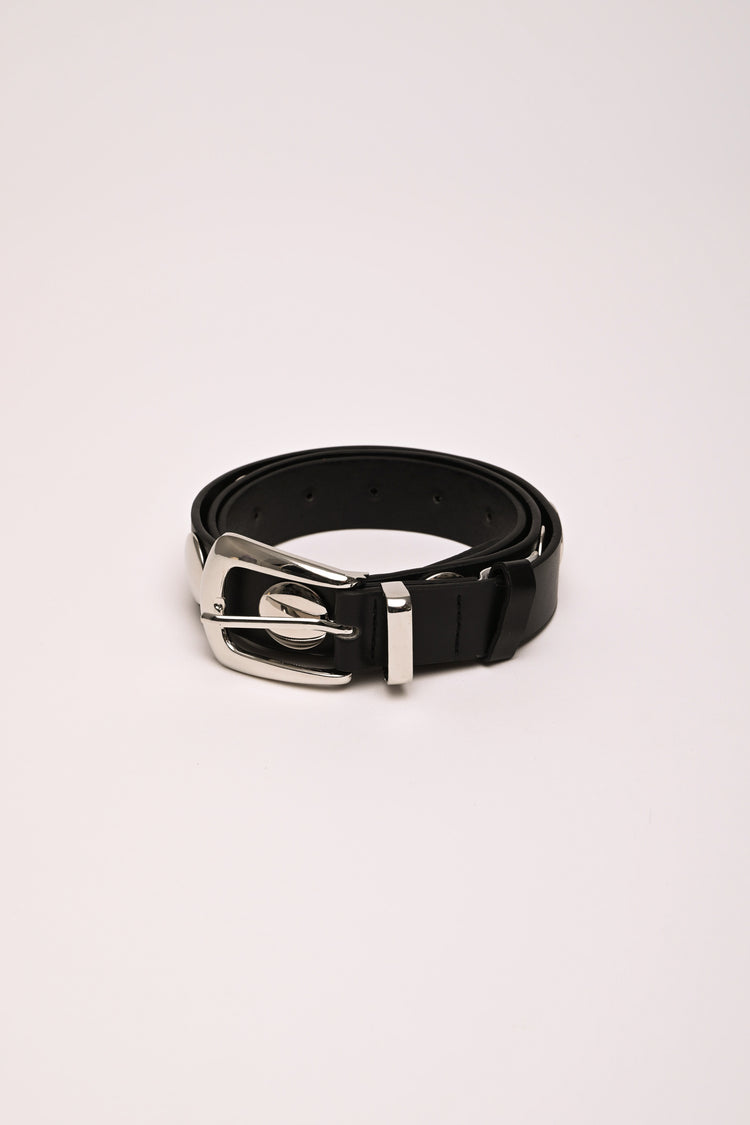 Large stud faux leather belt