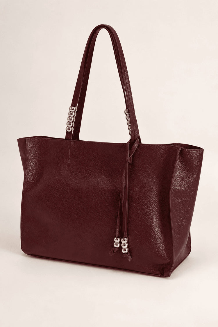 Burgundy faux leather shoulder bag
