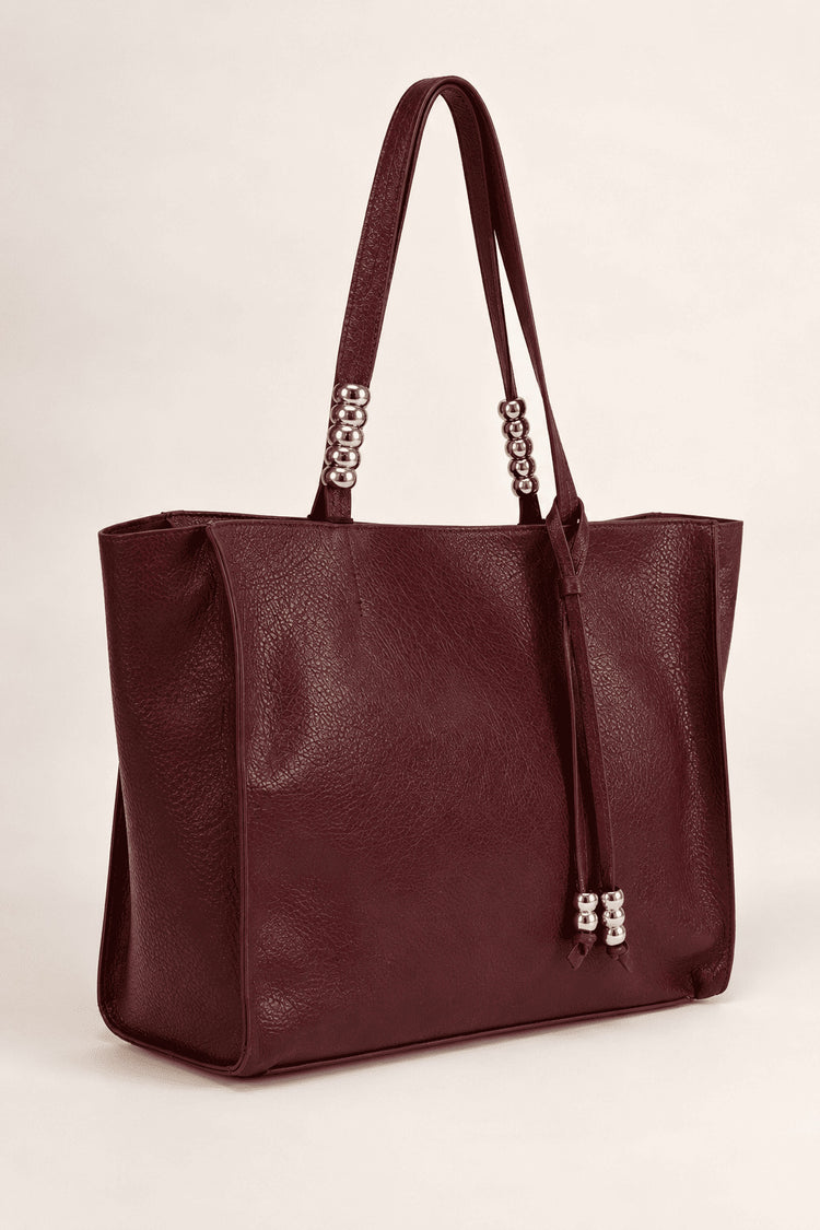 Burgundy faux leather shoulder bag