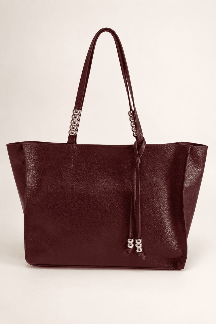 Burgundy faux leather shoulder bag