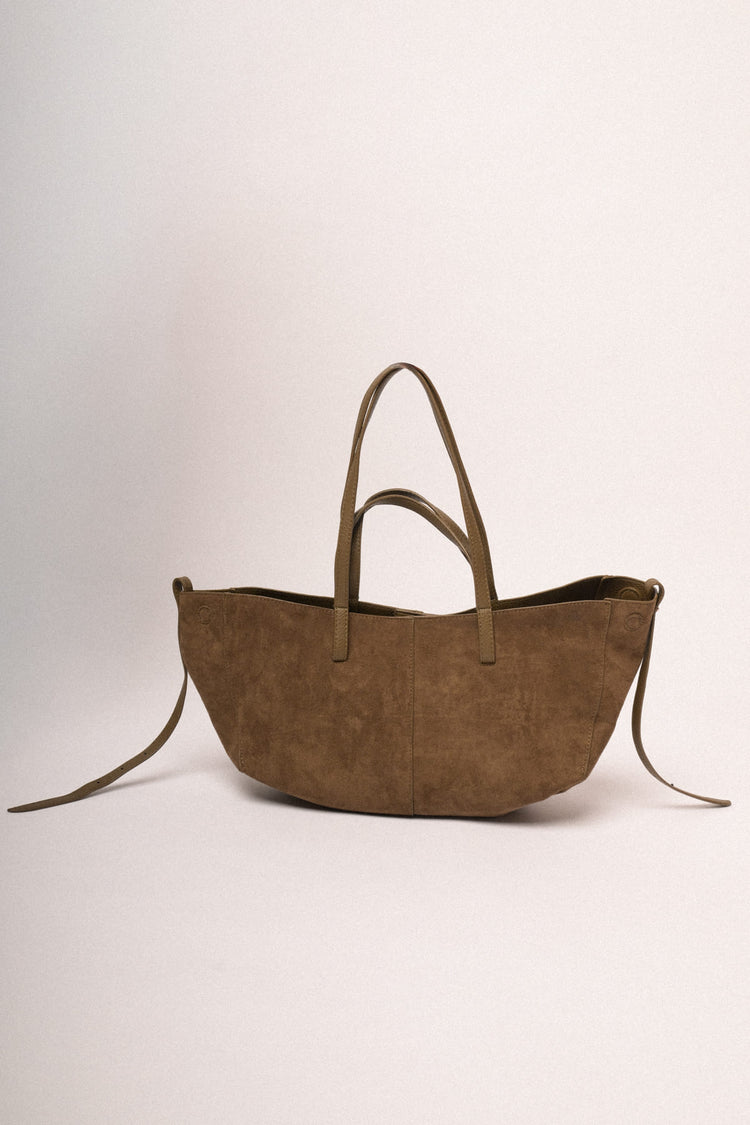 Chocolate faux suede large tote bag
