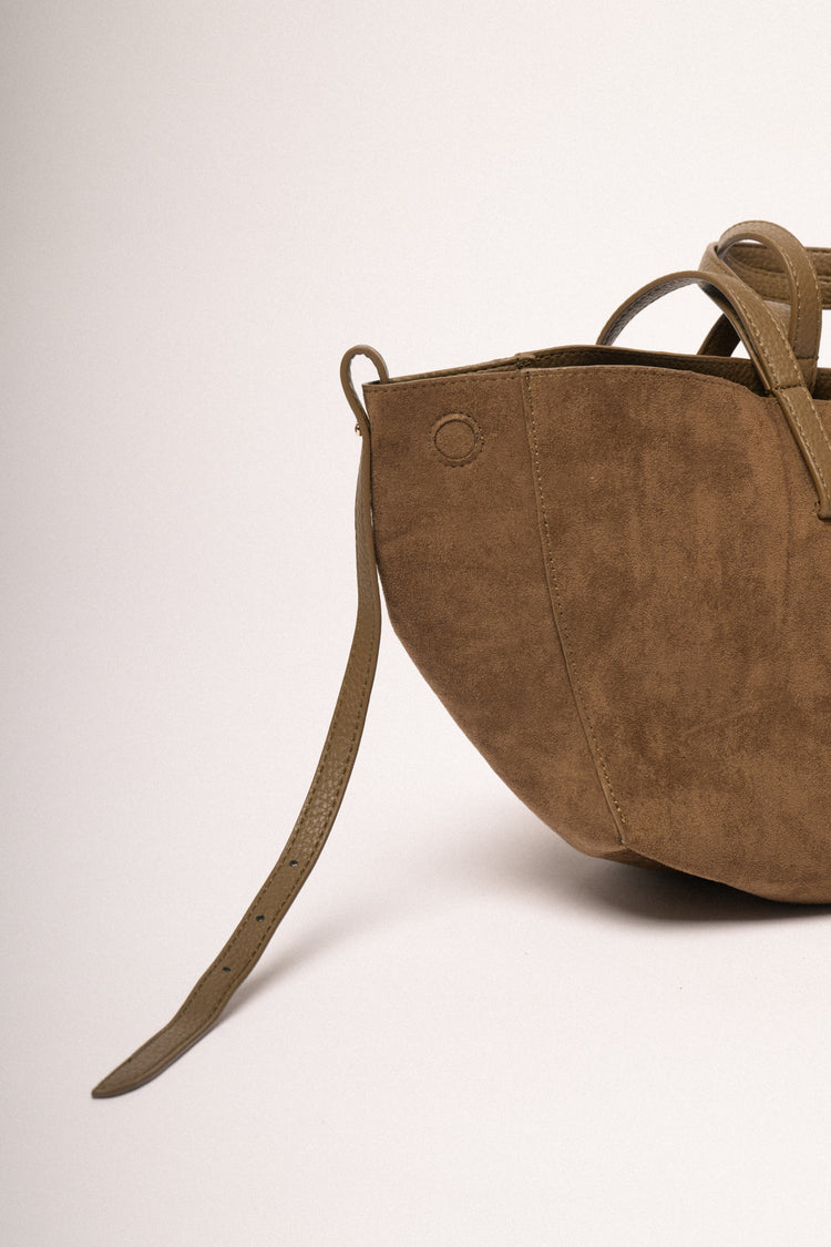 Chocolate faux suede large tote bag
