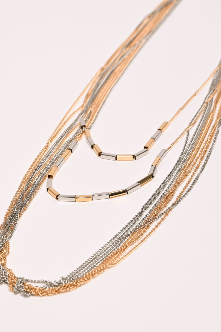 Beads and chains long necklace