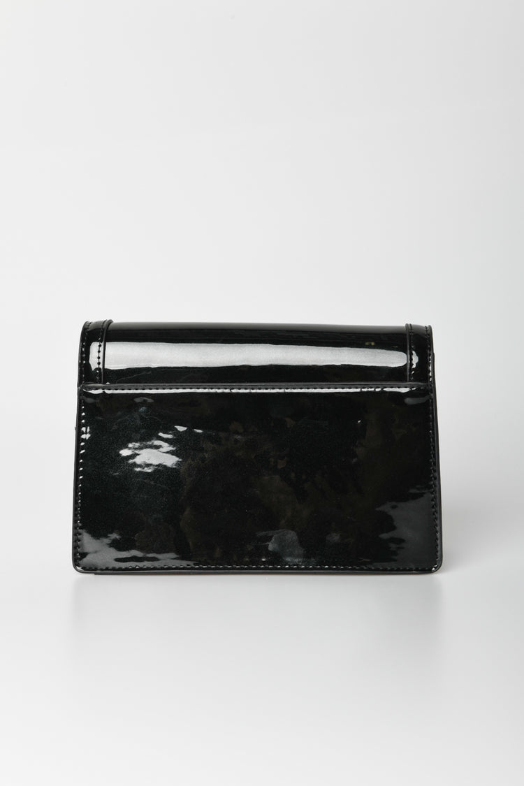 Faux patent leather crossbody bag