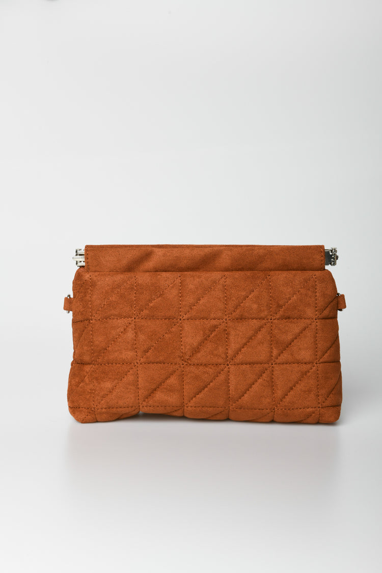 Quilted faux suede clutch bag