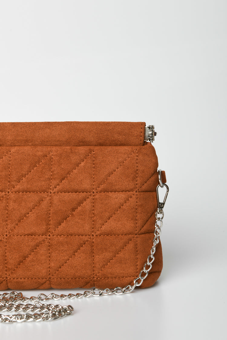 Quilted faux suede clutch bag