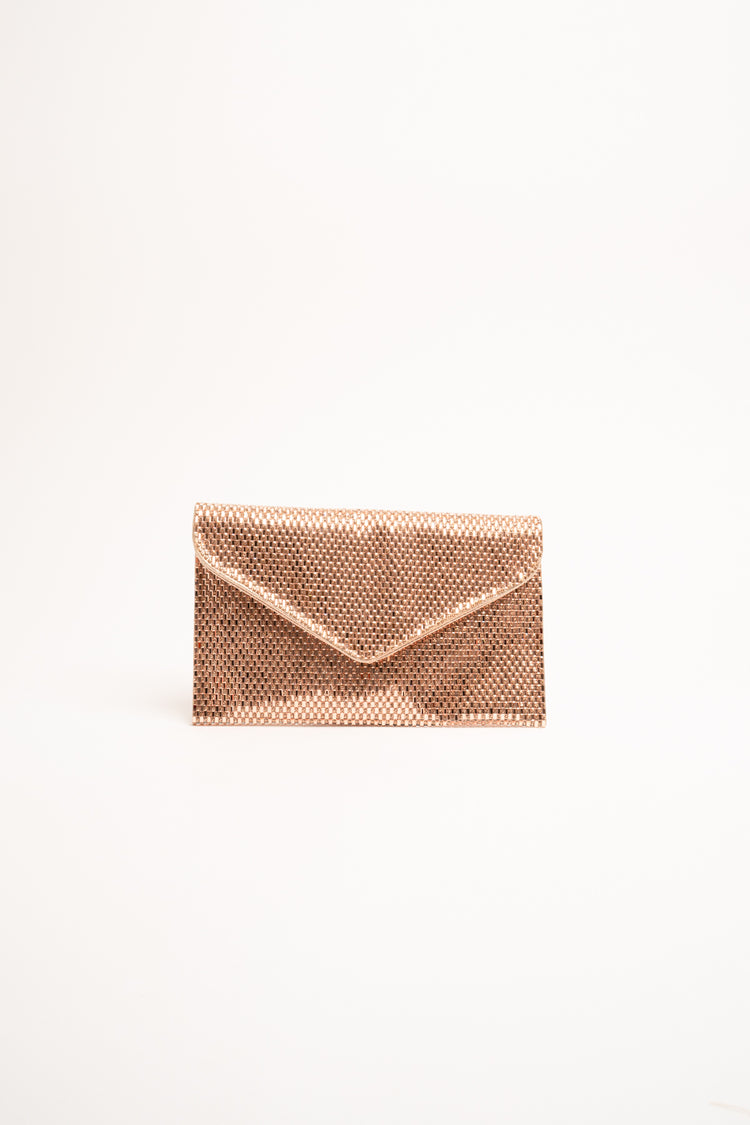 Gold-tone rhinestone-embellished clutch bag