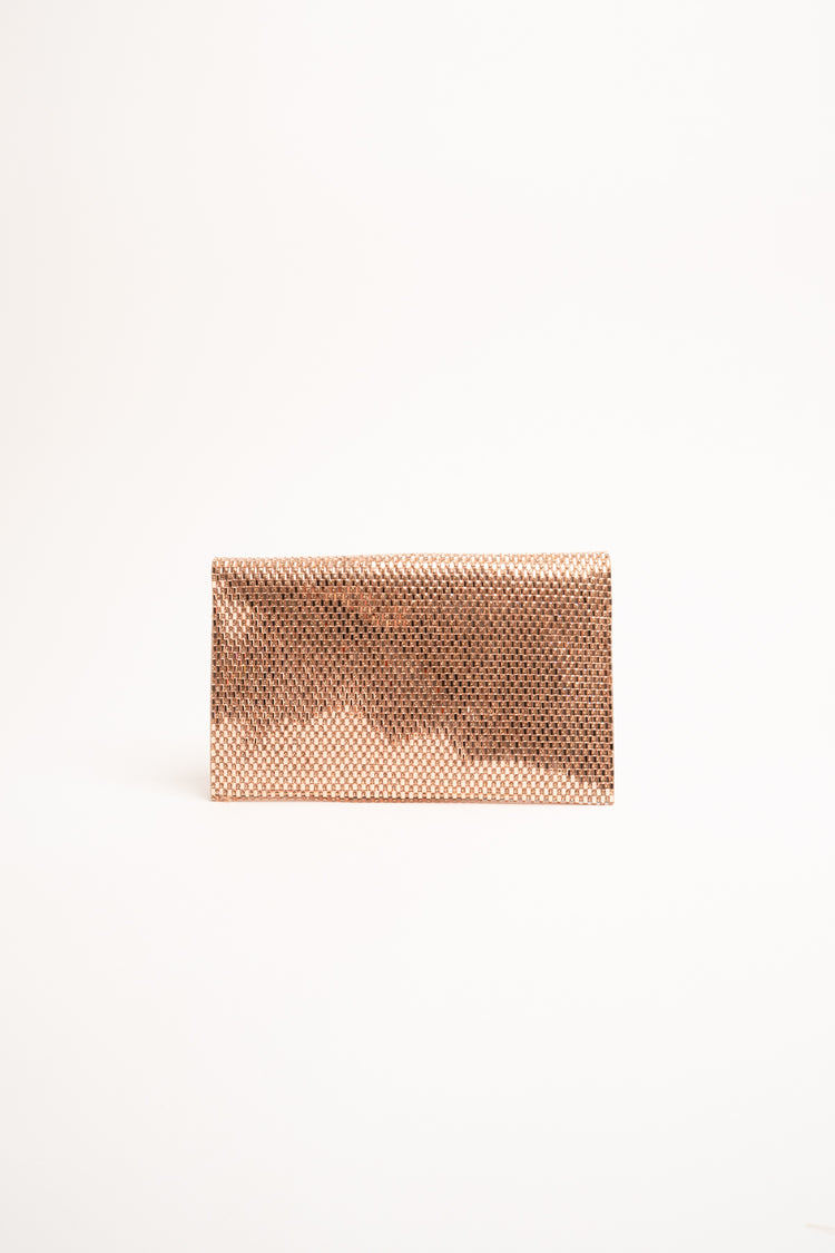 Gold-tone rhinestone-embellished clutch bag