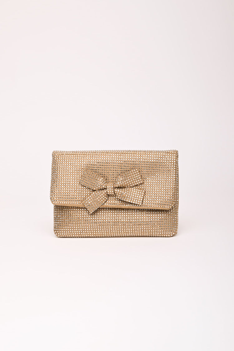 Pochette con strass e fiocco