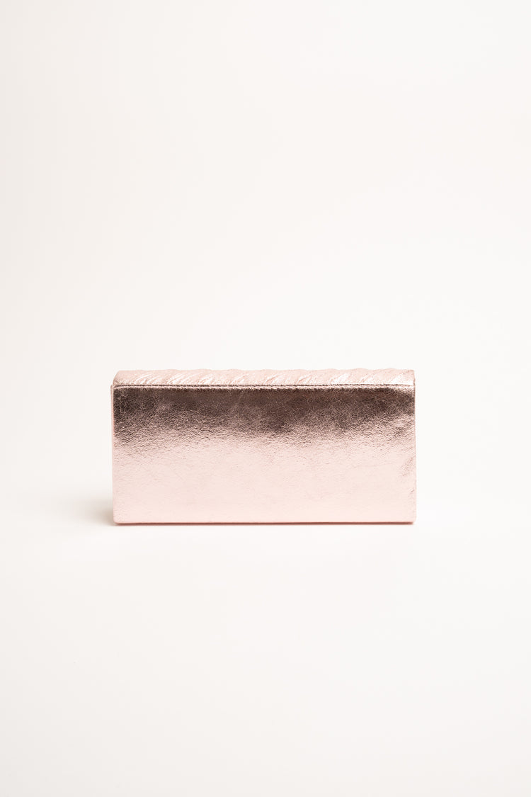 Pink diagonal pleats clutch bag