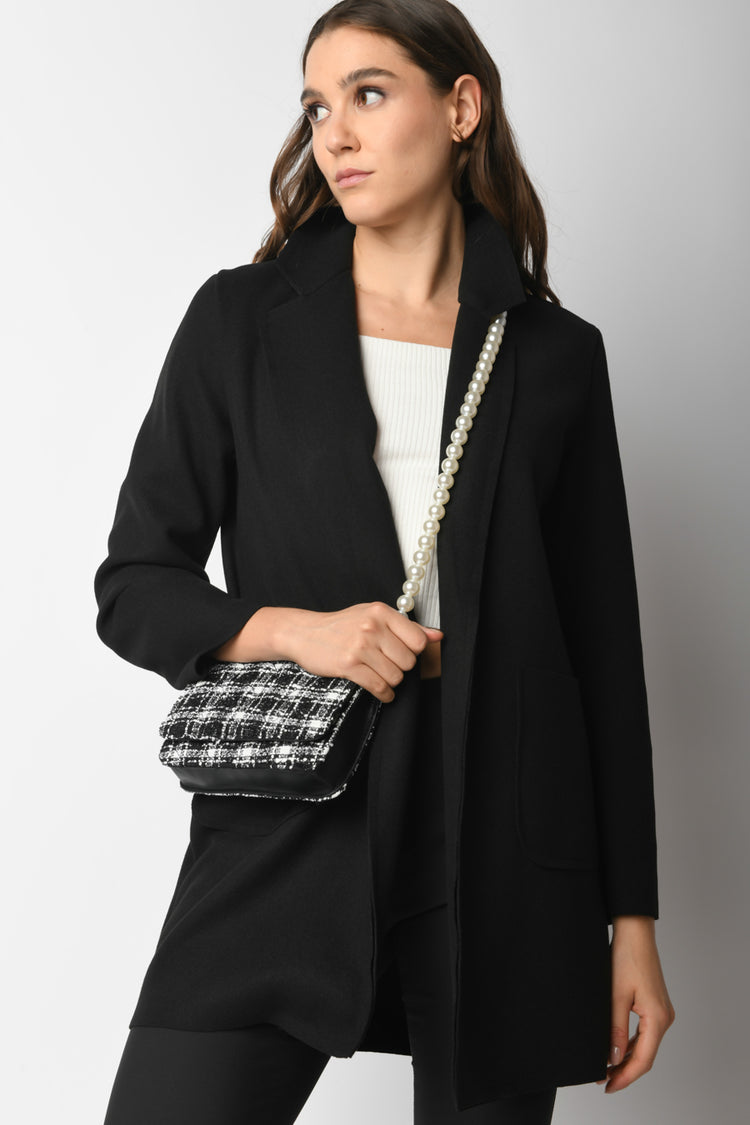 Check bouclé bag