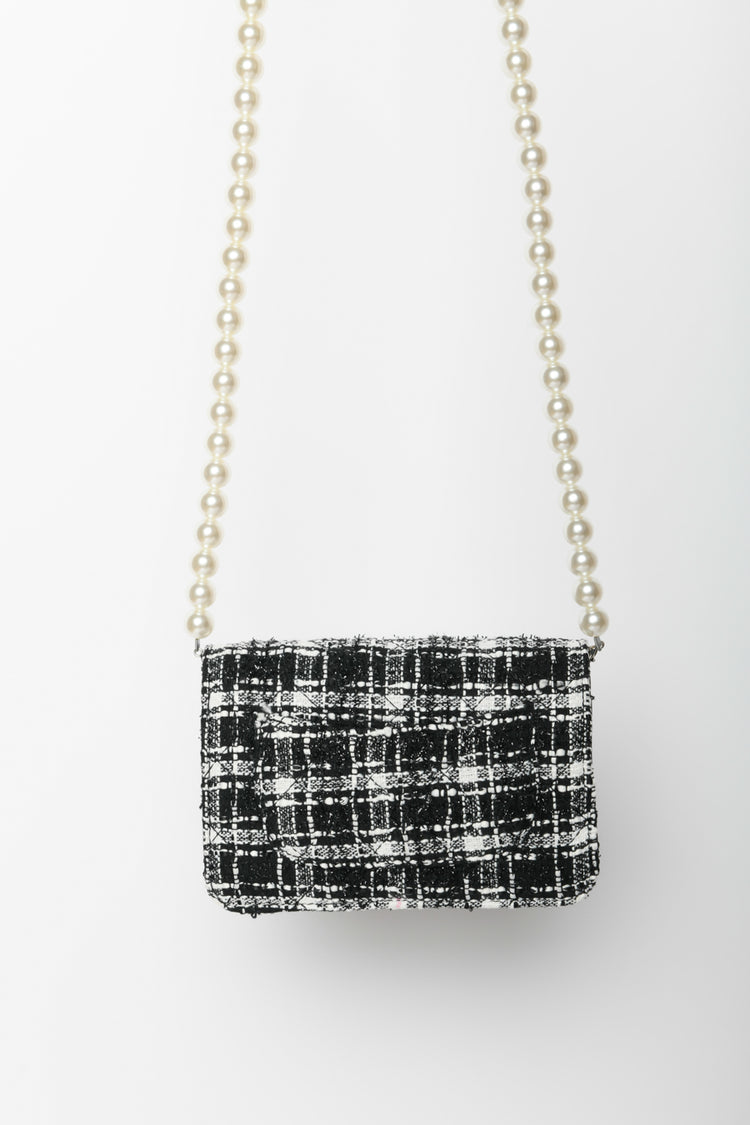 Check bouclé bag