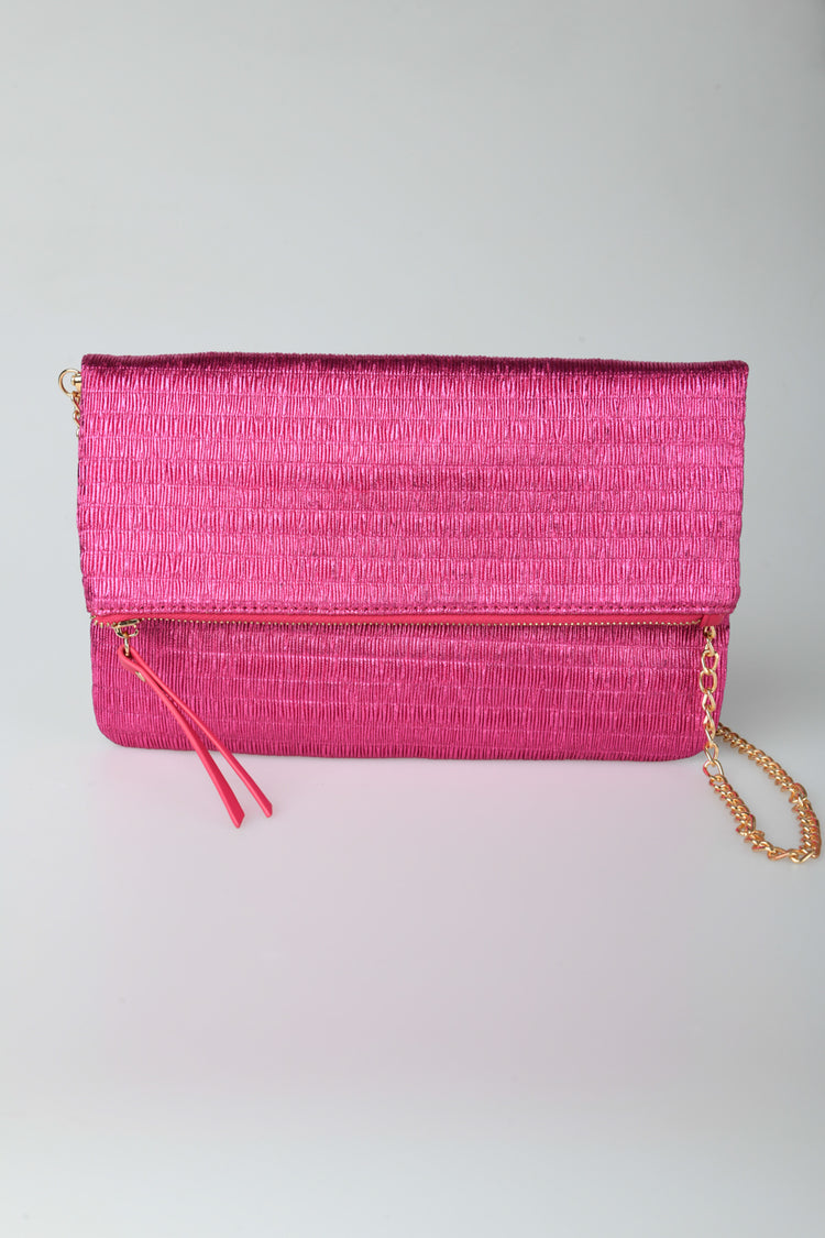 Textured satin clutch bag
