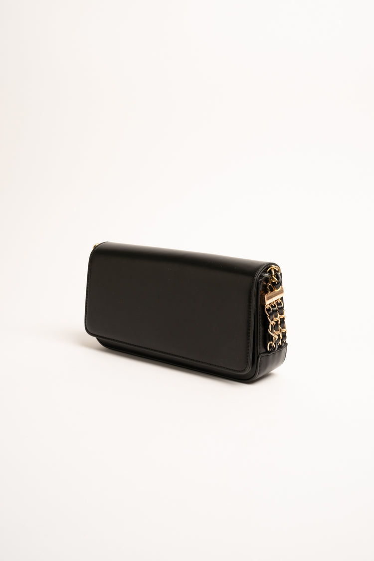 Black clutch with chain handle