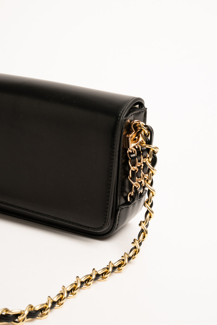 Black clutch with chain handle