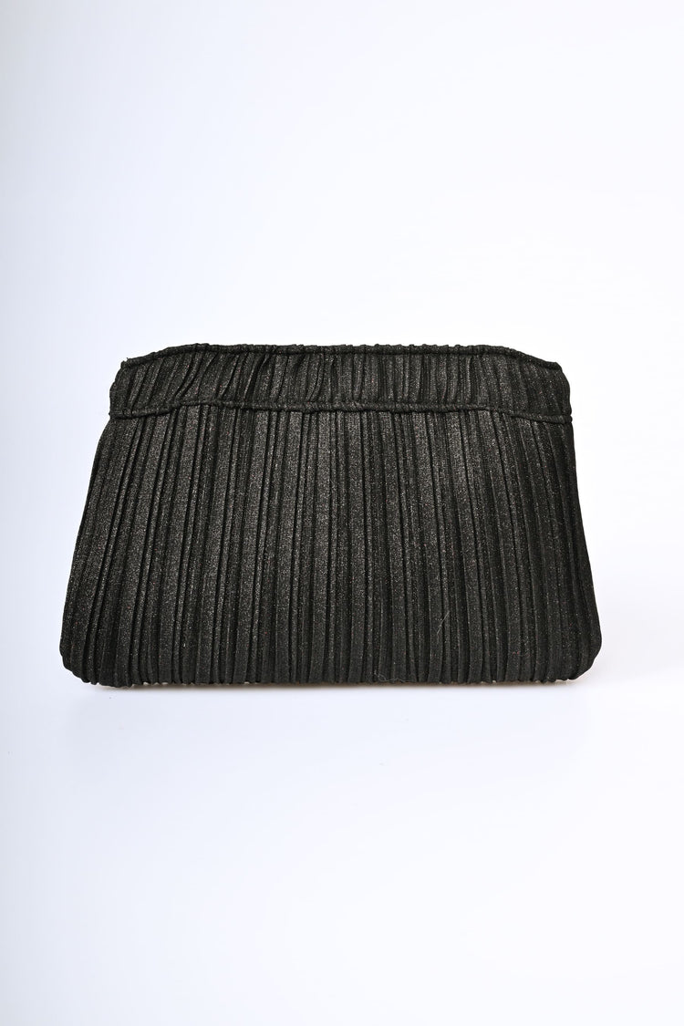 Bow-detail laminated pleated clutch bag