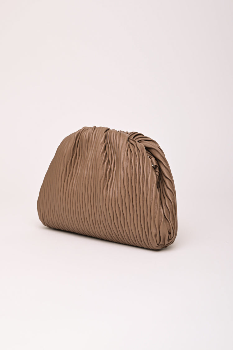 Textured faux leather clutch bag