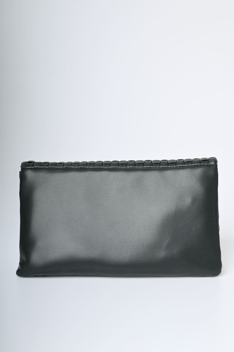 Pochette in similpelle intrecciata con zip