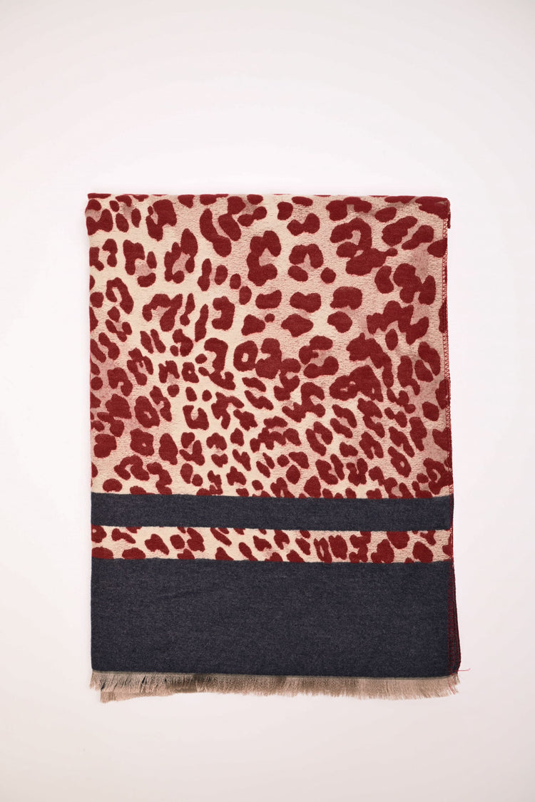 Striped animalier scarf