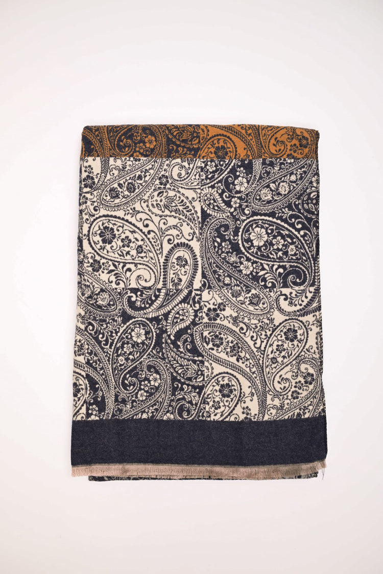 Paisley check motif scarf