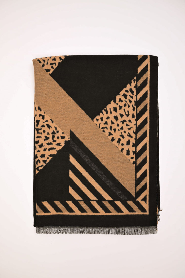 Geometric animalier motif scarf