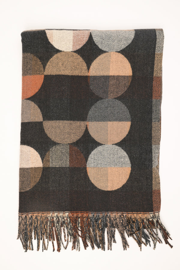 Multicolor circle-pattern scarf