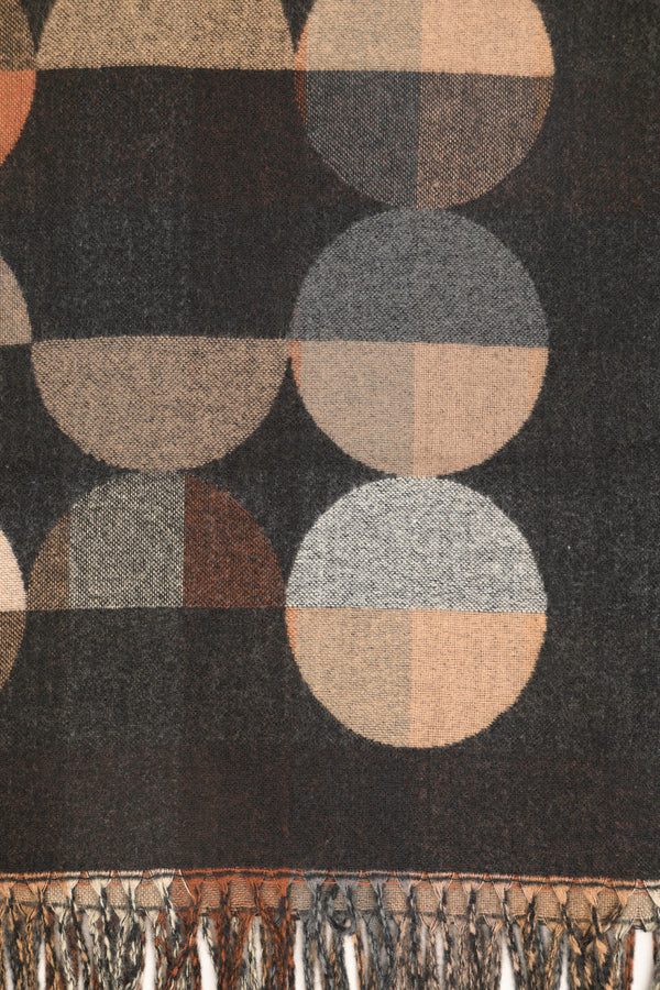 Multicolor circle-pattern scarf