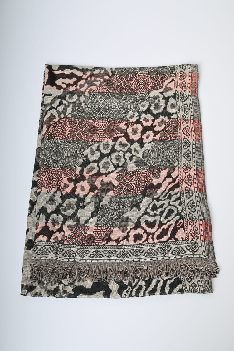 Animalier striped jacquard scarf