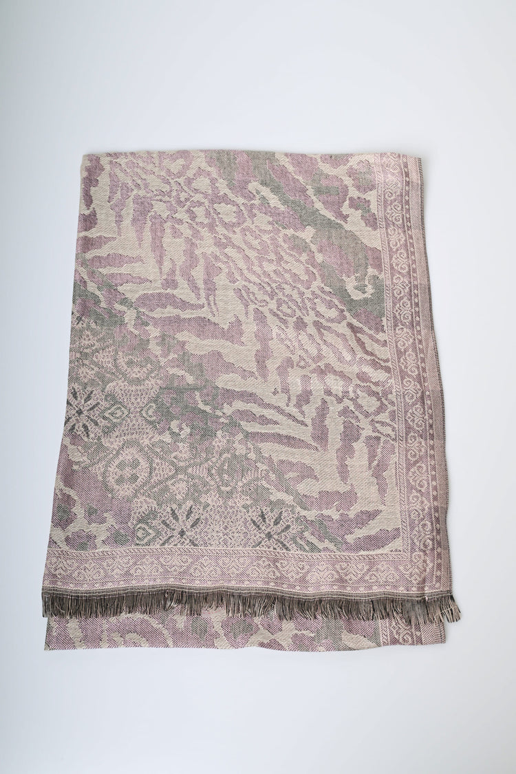 Striped animalier jacquard scarf